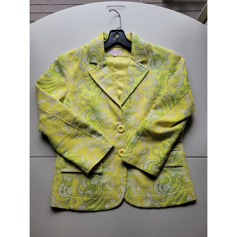 Lili Petrus Express Italy Yellow Lime Green Metallic Sparkle Blazer Jacket 10 - Picture 7 of 9